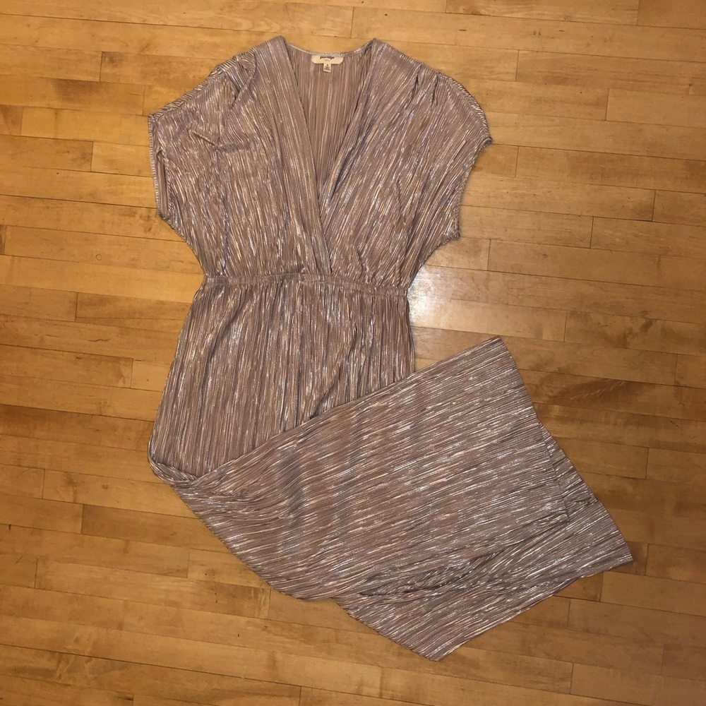 Anthropologie Gold Shimmer Jumpsuit